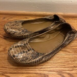 Tory Burch Tan Snakeskin Flats